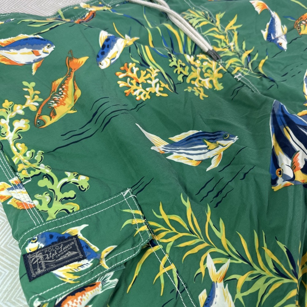 Ralph Lauren Polo Mens XL Sport Swim‎ Trunks 7" Board Shorts Surfer Fish Print